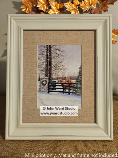 Holiday Horses by John L. Ward www.jwardstudio.com horses in snow scene winter horses
