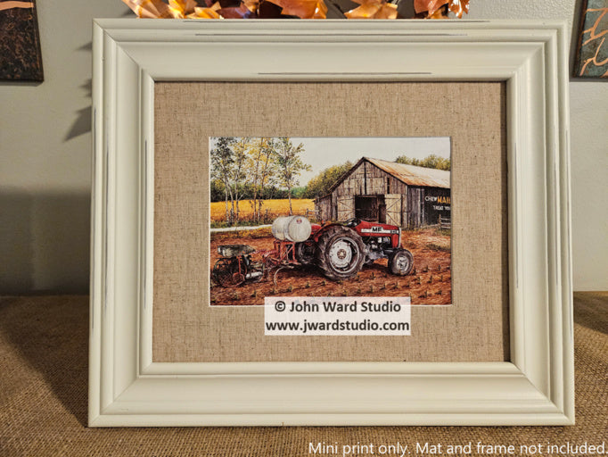 Springtime Planting by John Ward red tractor massey ferguson tractor mail pouch old wood barn tobacco planting