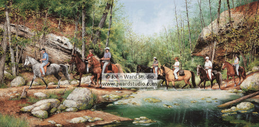 Gladie Creek Crossing Mountain Pleasure Horse Association John L. Ward www.jwardstudio.com horse riding creek