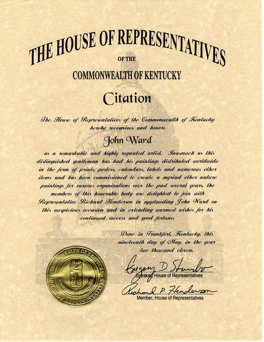 Honor Citation John Ward Successful Artist