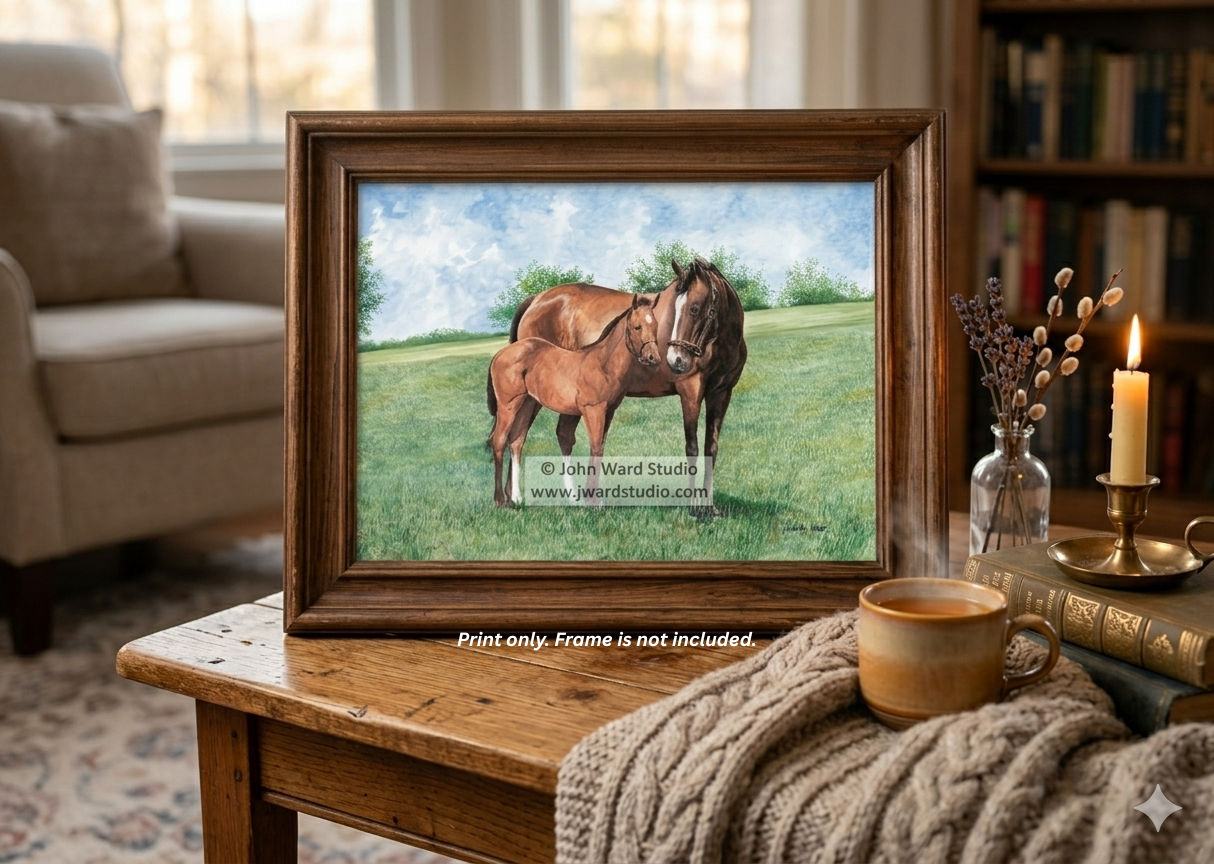 Mothers Love by Kentucky artist John L. Ward mother and foal horses