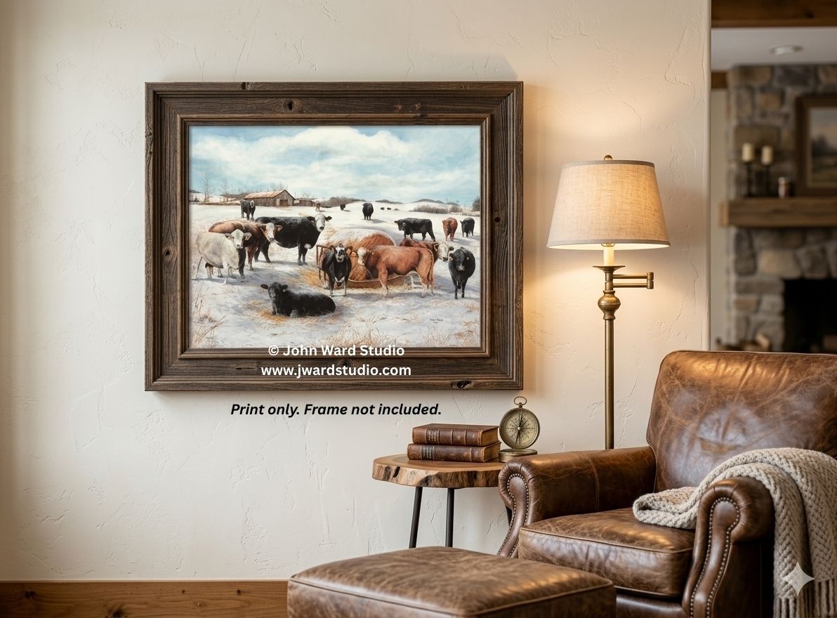 Winter Gathering by John Ward www.jwardstudio.com cattle farm barn Kentucky Cattleman's 