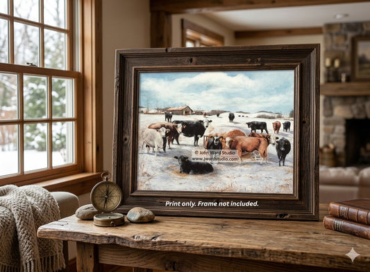 Winter Gathering by John Ward www.jwardstudio.com cattle farm barn Kentucky Cattleman's