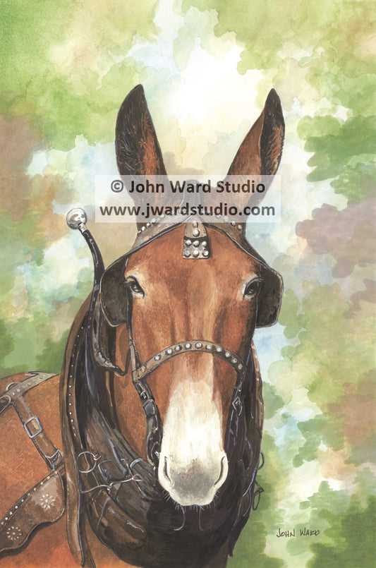 Buford mule by Kentucky artist John L. Ward www.jwardstudio.com farm harness working mule