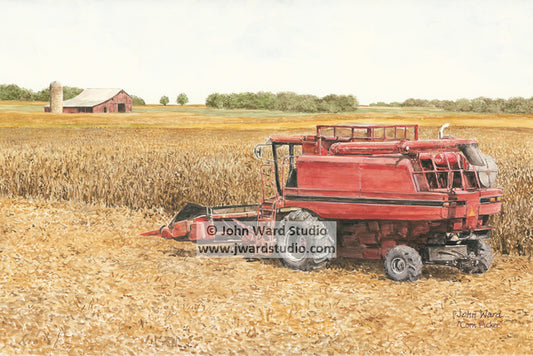 Corn Picker by John Ward www.jwardstudio.com farm tractor Massey Fergusen