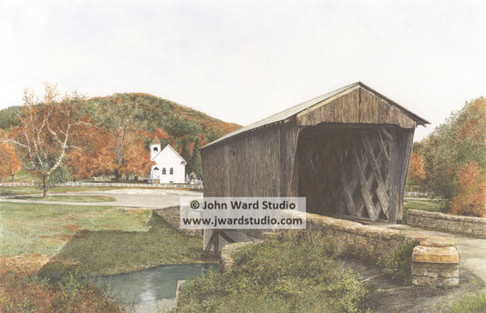 Goddard White Covered Bridge by John L. Ward www.jwardstudio.com Flemingsburg Kentucky church Pea Ridge Mountains 