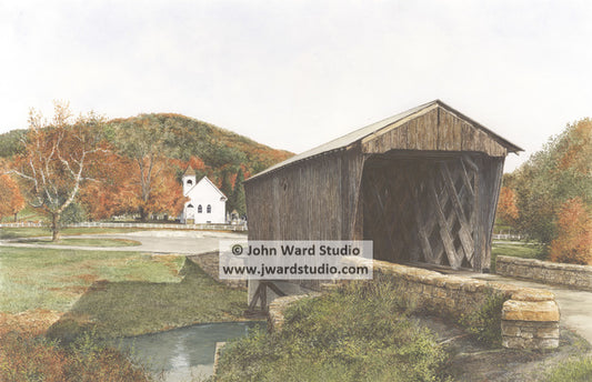 Goddard White Covered Bridge by John Ward www.jwardstudio.com Flemingsburg Kentucky church Pea Ridge Mountains