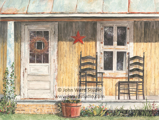 Grandma's Porch by John Ward www.jwardstudio.com primitive Americana country porch