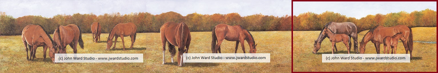 Horse Trio 3 Double the Love by Kentucky Artist John Ward