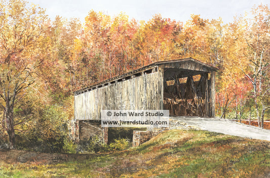 Johnson Creek Covered Bridge by John L. Ward www.jwardstudio.com Kentucky Robertson County Blue Licks Battlefield State Park