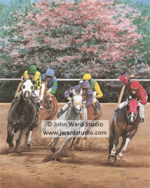 Last Turn by John L. Ward www.jwardstudio.com horse racing Keeneland Churchill jockeys