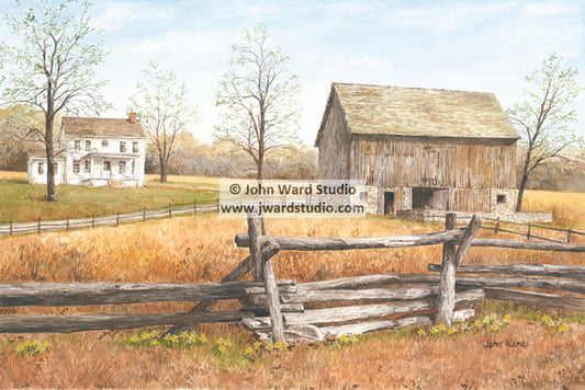The Homstead Ma and Pa's Farm by John Ward www.jwardstudio.com barn farm fence Americana country primitive
