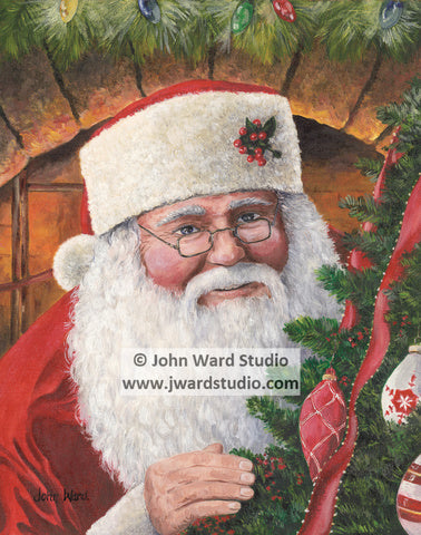Santa's Peeking by John Ward www.jwardstudio.com Christmas Holiday