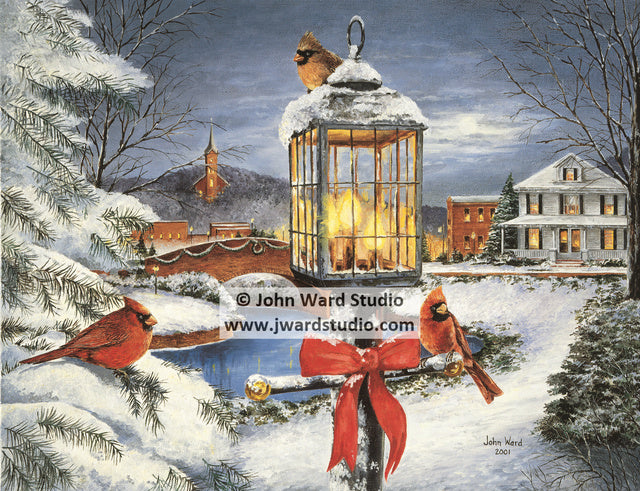 Winter Splendor by John Ward www.jwardstudio.com winter cardinals snow holiday